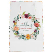 イングリッシュガーデンフラワーズリースカスタムウェディング文字 ミディアムペーパーバッグ (裏面)