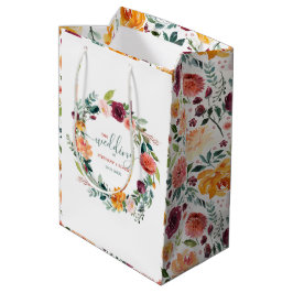 イングリッシュガーデンフラワーズリースカスタムウェディング文字 ミディアムペーパーバッグ