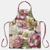 イングリッシュガーデンフローラあじさい牡丹ピンクマザー エプロン (正面)