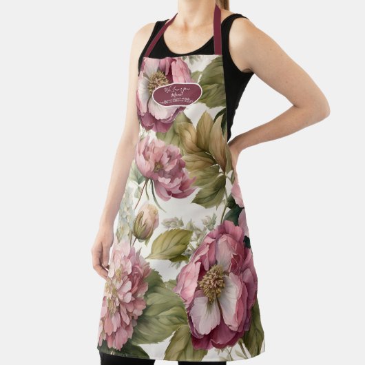 イングリッシュガーデンフローラあじさい牡丹ピンクマザー エプロン (インサイチュ)