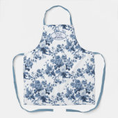 イングリッシュガーデンフローラブルー&ホワイト祖母 エプロン (正面)