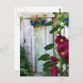 イングリッシュガーデンホリホックスと花 ポストカード (正面/裏面)