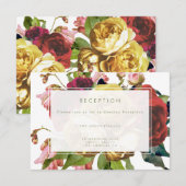 イングリッシュガーデンヴィンテージバラウェディングレセプションカード エンクロージャーカード (正面/裏面)