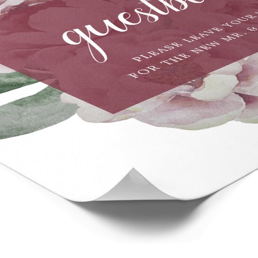 イングリッシュガーデン結婚マルサラのゲストブックサイン ポスター (角)