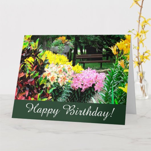 イングリッシュガーデン花模様誕生日グリーティングカード カード (黄色い花)