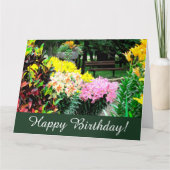 イングリッシュガーデン花模様誕生日グリーティングカード カード (正面)