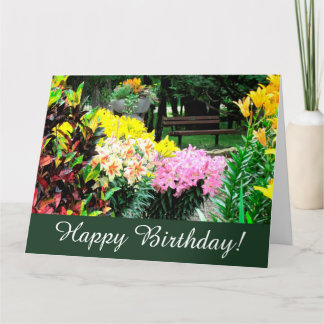 イングリッシュガーデン花模様誕生日グリーティングカード カード