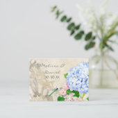 イングリッシュガーデン、ブルーnピンクアジサイ水彩色 エンクロージャーカード (スタンド正面)