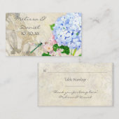 イングリッシュガーデン、ブルーnピンクアジサイ水彩色 プレイスカード (正面/裏面)