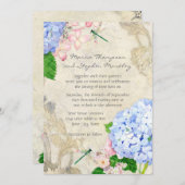 イングリッシュガーデン、ブルーnピンクアジサイ水彩色 招待状 (正面/裏面)