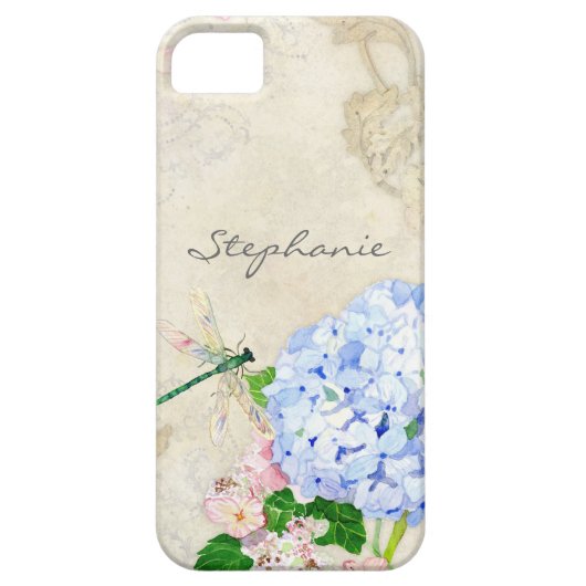 イングリッシュガーデン、ブルーnピンクアジサイ水彩色 Case-Mate iPhoneケース (裏面)