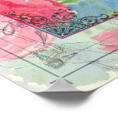 イングリッシュキャベツバラコラージュ水彩花 ポスター (角)