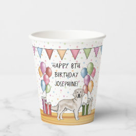 イングリッシュクリームゴルデンレトリーバーのカラフルな誕生日 紙コップ
