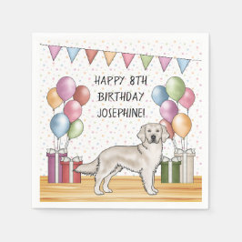 イングリッシュクリームゴールデンレトリエカラフルバー誕生日 スタンダードカクテルナプキン