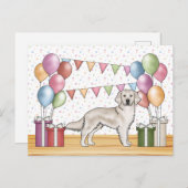 イングリッシュクリームゴールデンレトリエカラフルバー誕生日 ポストカード (正面/裏面)