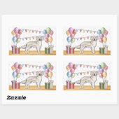 イングリッシュクリームゴールデンレトリエカラフルバー誕生日 長方形シール (シート)