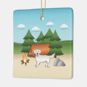 イングリッシュクリームゴールデンレトリエバーキャンプ セラミックオーナメント (左)