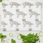 イングリッシュクリームゴールデンレトリバーかわいい犬のパターン キッチンタオル (折り畳み)