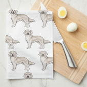 イングリッシュクリームゴールデンレトリバーかわいい犬のパターン キッチンタオル (四つ折り)