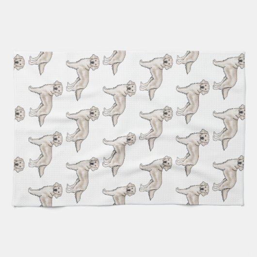 イングリッシュクリームゴールデンレトリバーかわいい犬のパターン キッチンタオル (横)