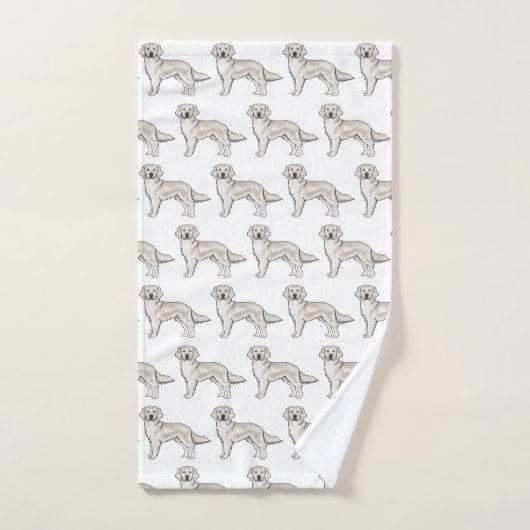 イングリッシュクリームゴールデンレトリバーかわいい犬のパターン バスタオルセット (ハンドタオル)