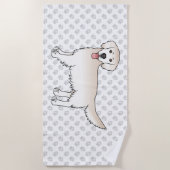 イングリッシュクリームゴールデンレトリバーとポーパターン ビーチタオル (正面)