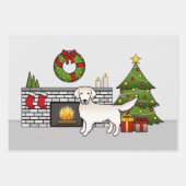 イングリッシュクリームゴールデンレトリバーのフェスティバルルーム ラッピングペーパーシート (正面)