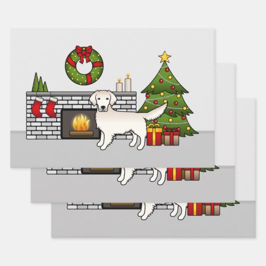 イングリッシュクリームゴールデンレトリバーのフェスティバルルーム ラッピングペーパーシート (セット)