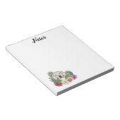 イングリッシュクリームゴールデンレトリバーカラフル花 ノートパッド (アングル)