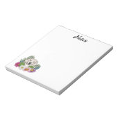 イングリッシュクリームゴールデンレトリバーカラフル花 ノートパッド (回転)