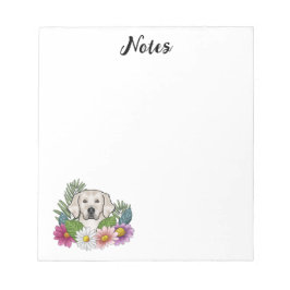 イングリッシュクリームゴールデンレトリバーカラフル花 ノートパッド