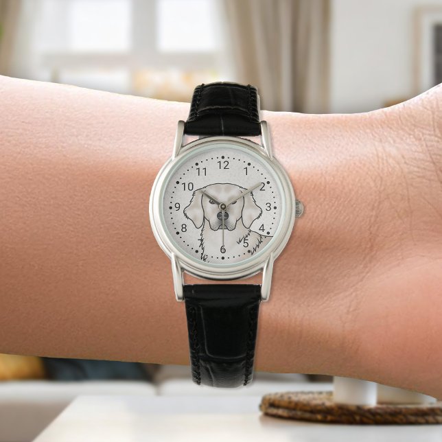 イングリッシュクリームゴールデンレトリバーカワイドッグポートレート 腕時計 (クリエイターアップロード済み)