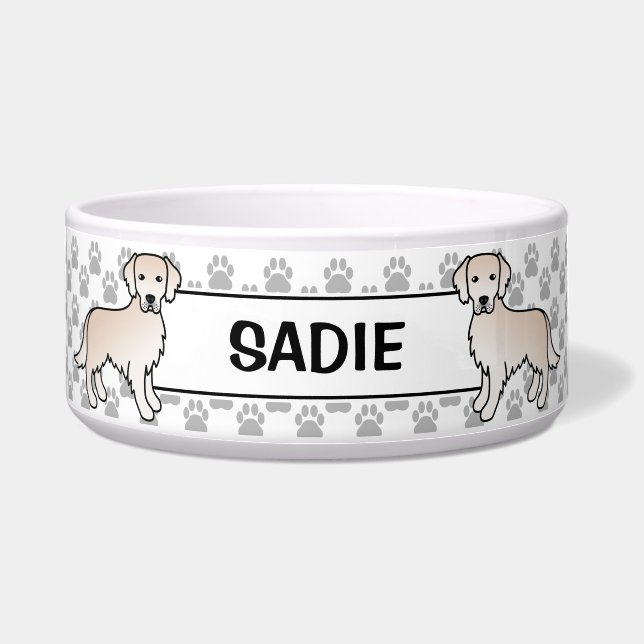 イングリッシュクリームゴールデンレトリバードッグとペットの名前 ボウル (正面)