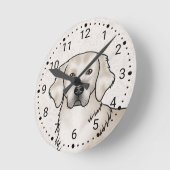 イングリッシュクリームゴールデンレトリバードッグヘッドポートレート ラウンド壁時計 (傾斜)