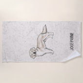 イングリッシュクリームゴールデンレトリバードッグ名前をカスタムする ビーチタオル (正面)