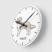 イングリッシュクリームゴールデンレトリバードッグ名前をカスタムする ラウンド壁時計 (傾斜)