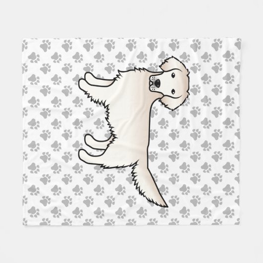 イングリッシュクリームゴールデンレトリバーマンガードッグ&ポーズ フリースブランケット (正面(横))