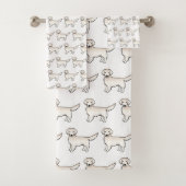 イングリッシュクリームゴールデンレトリバー漫画の犬パターン バスタオルセット (インサイチュ)