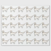 イングリッシュクリームゴールデンレトリバー漫画の犬パターン ラッピングペーパー (フラット)