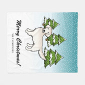 イングリッシュクリームゴールデンレトリバーin冬&文字 フリースブランケット (正面(横))