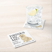 イングリッシュクリームダシュント結婚ドッグ スクエアペーパーコースター (インサイチュ)