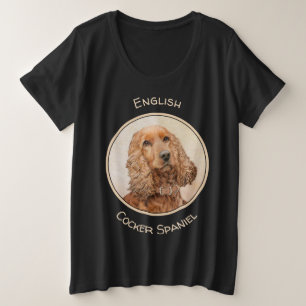 イングリッシュコッカースパニエルの絵画 - オリジナルドッグアート プラスサイズTシャツ