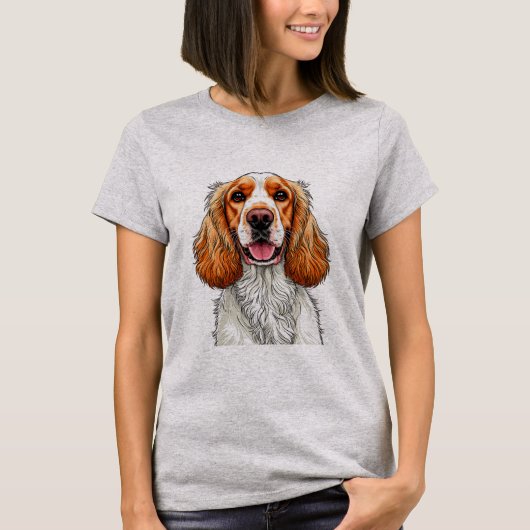 イングリッシュコッカースパニエル犬の肖像 Tシャツ (正面)