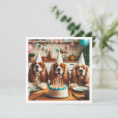 イングリッシュコッカースパニエル犬カード、スパニエル犬誕生日 招待状 (スタンド正面)