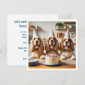 イングリッシュコッカースパニエル犬カード、スパニエル犬誕生日 招待状 (正面/裏面)