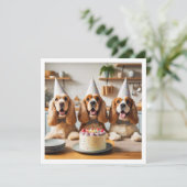 イングリッシュコッカースパニエル犬カード、スパニエル犬誕生日 招待状 (スタンド正面)