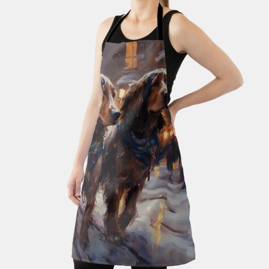 イングリッシュコッカースパニエル犬クリスマスフェスティバルシーズン エプロン (インサイチュ)