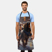 イングリッシュコッカースパニエル犬クリスマスフェスティバルシーズン エプロン (着用した状態)