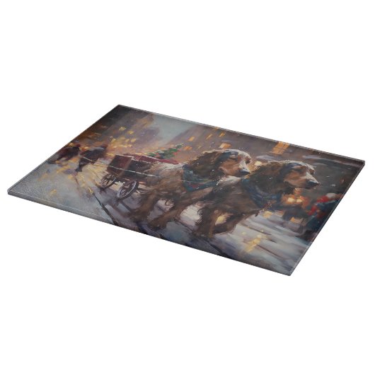 イングリッシュコッカースパニエル犬クリスマスフェスティバルシーズン カッティングボード (角)