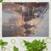 イングリッシュコッカースパニエル犬クリスマスフェスティバルシーズン キッチンタオル (折り畳み)